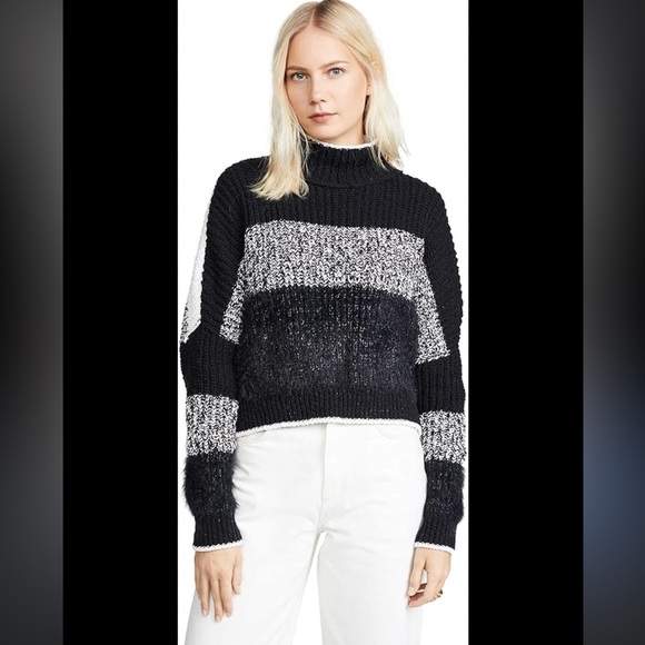 Free people XL top sweater black and white turtleneck - Picture 3 of 13